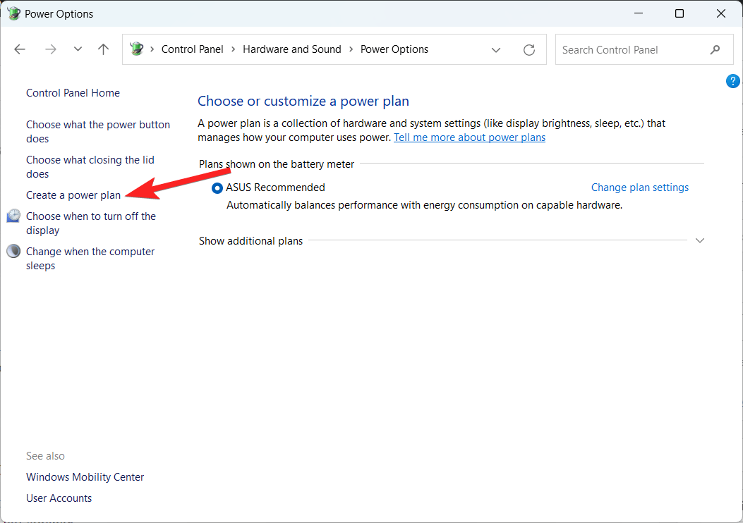 How to Improve the Gaming Experience on Windows 11 14 Select Create a power plan option from the left panel