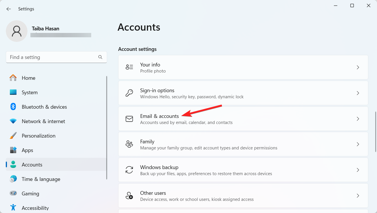 How to Add a Guest Account in Windows 11 3 Select Emails & accounts