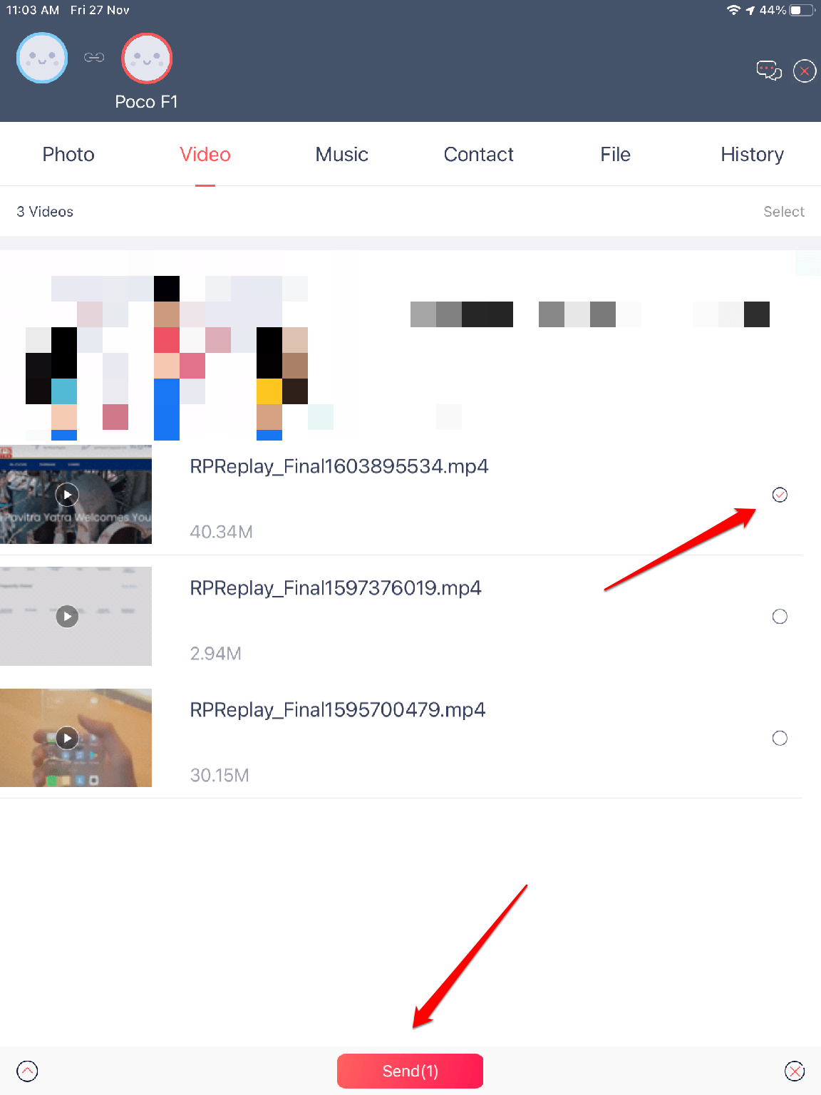 Select File on iPad and Click on Share Button