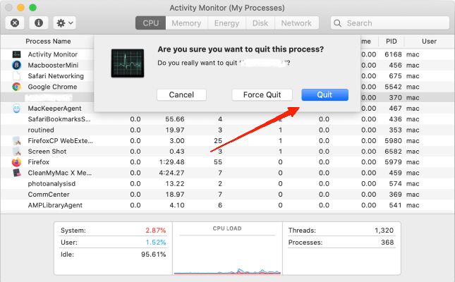 Tap on Force Quit.