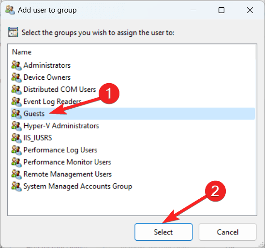 How to Add a Guest Account in Windows 11 9 Select Guests from the Add a user to group window