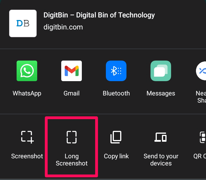 How to Take Full Page Screenshots in Chrome on Android 7 Select Long Screenshot