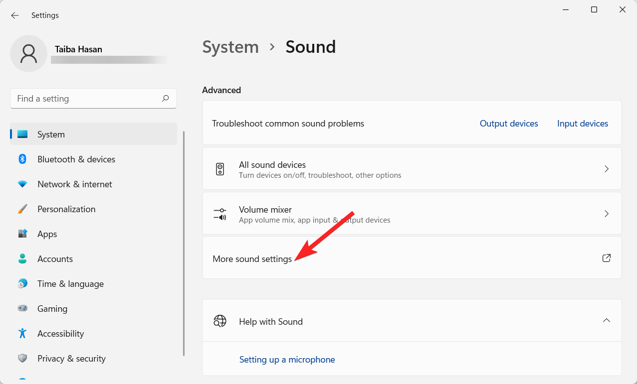 Adjust Audio Balance in Windows 11: Balance Left / Right Sound 6 Select More sound settings