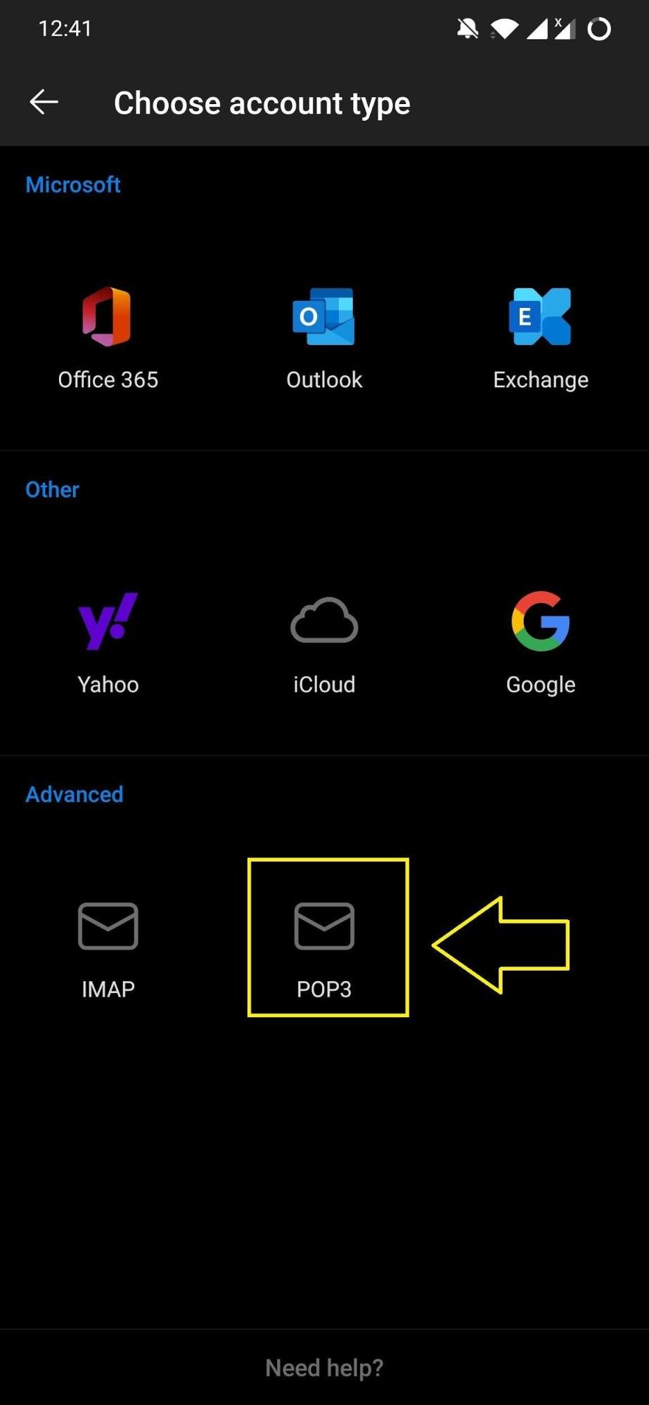 Select POP3