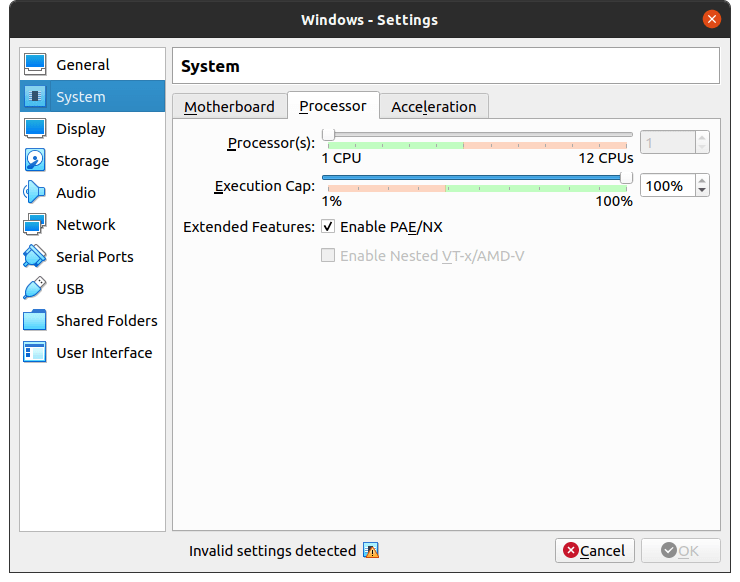 How to Run and Use Windows 10 in Linux PC? 20 Select “System” and choose “Processor” and change the processor count to 2-Cores
