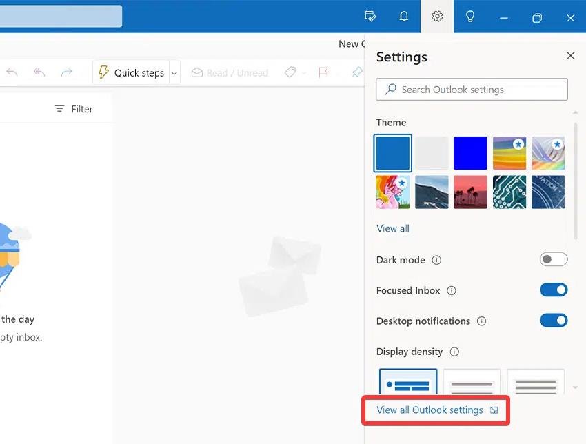 Select View all Outlook settings option