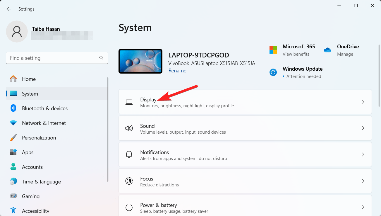 What to do if you See Horizontal Lines on Laptop Screen? 8 Select display settings