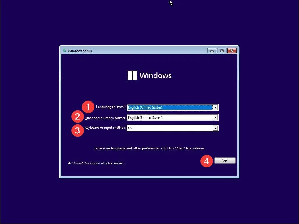 How to Reinstall Windows 11 from BIOS? 5 Select language, time and keyboard from the setup screen