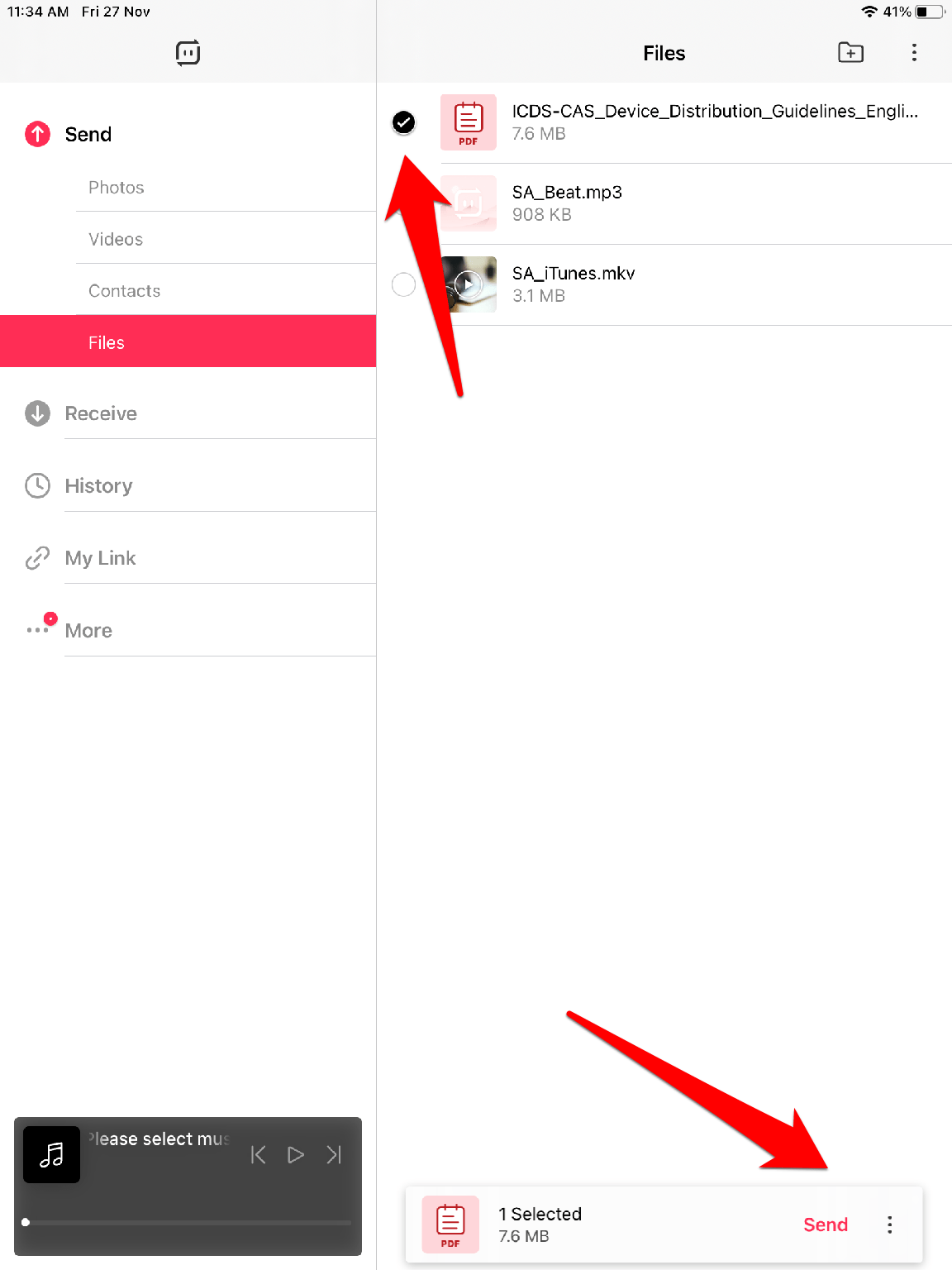 Select the File to Send