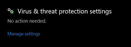 How to Stop 'Antimalware Service Executable' High Usage? 6 Select the Manage Settings button to enter Virus & Threat Protection settings menu