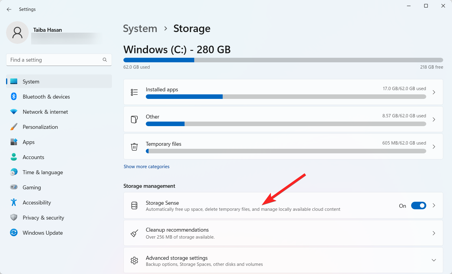 How to Enable and Use Storage Sense in Windows 11 9 Select the Storage Sense option