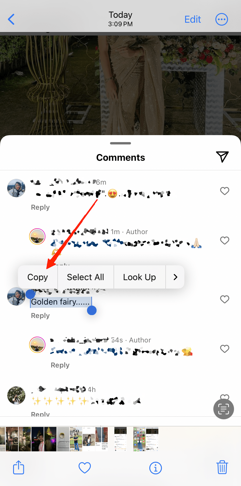 How to Copy Instagram Comments 14 Select the comments and copy them.