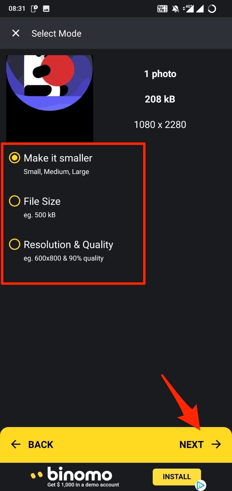 How to Upload HD Photos to WhatsApp Status without Losing Quality? 3 Select_Size