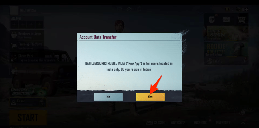 Migrate Data from PUBG Mobile to Battlegrounds Mobile 5 Select_Yes