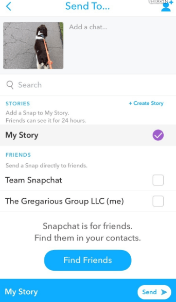 Upload Images and Videos from Gallery onto Snapchat Story 7 Send to My Story