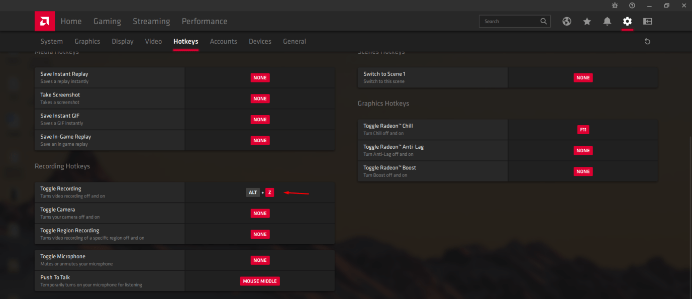 How to Use AMD Relive to Record Screen on PC? 9 Set a combination of keys, and we have selected “Alt + Z” because it is a better choice