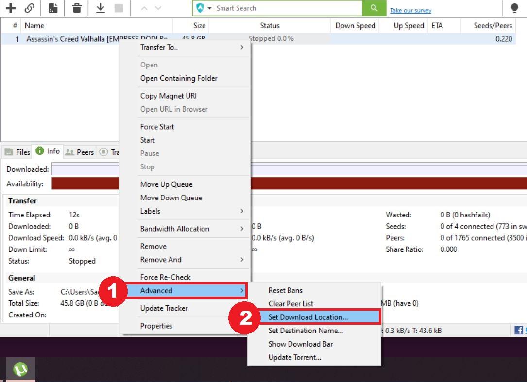 How to Fix the µTorrent 'System Cannot Find the Path Specified'? 4 Set the download path manually