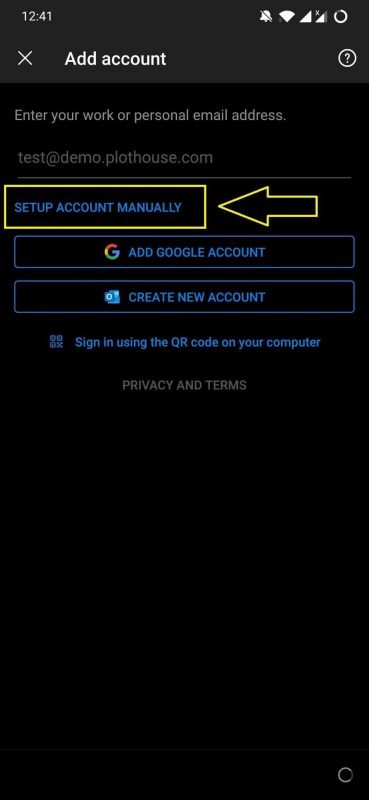 SetUp Account Manually