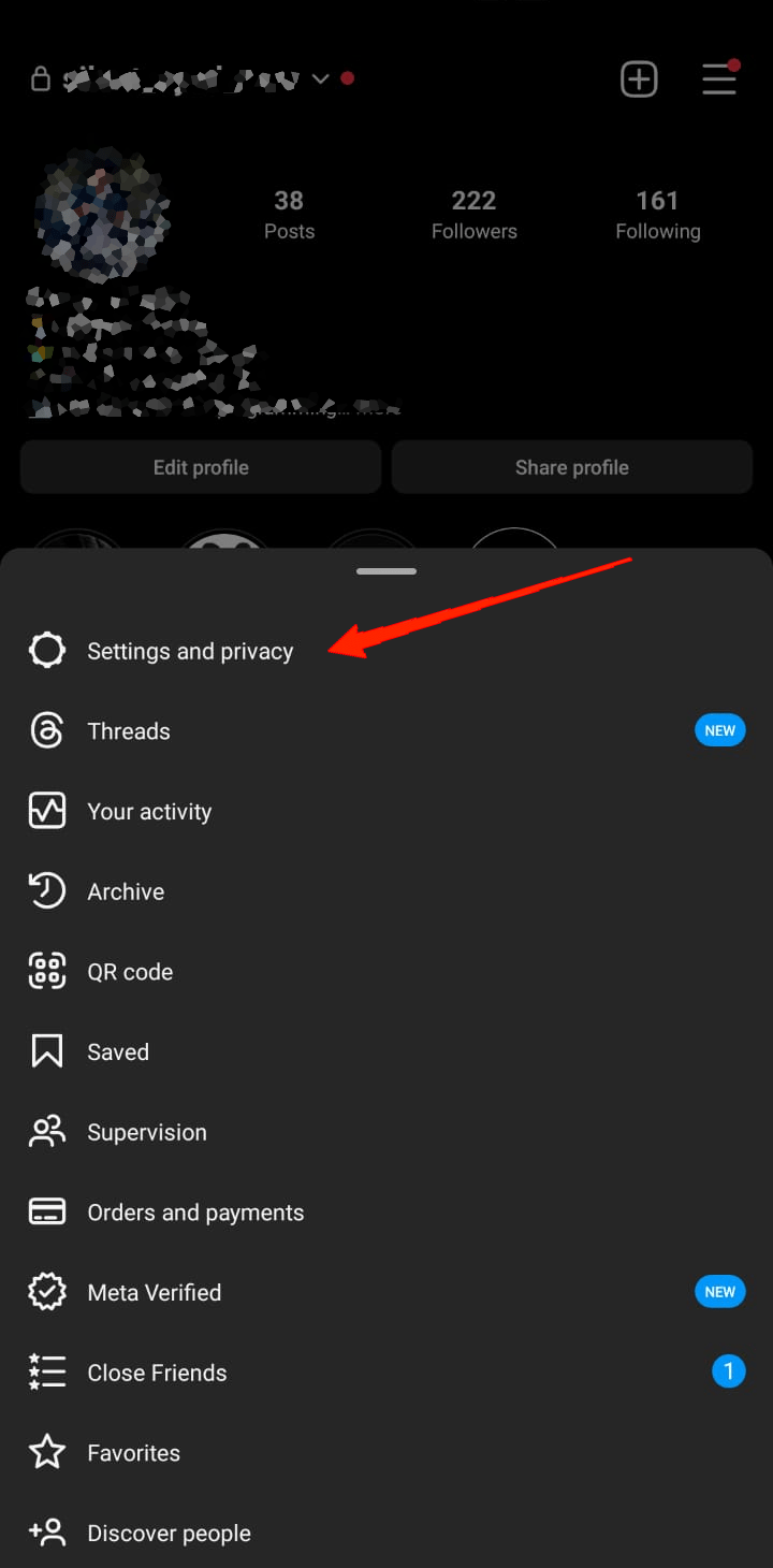 How to Upload High Quality Photos and Videos on Instagram Stories 3 tap on the hamburger menu icon and select Settings & Privacy