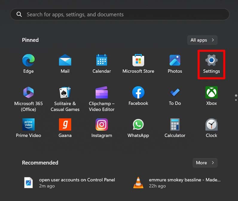 Settings Windows 11
