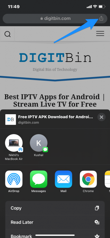 How to Install App Extensions on Chrome for iPhone & iPad? 2 Share_from_Chrome