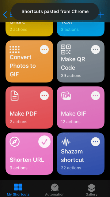 Best Useful Siri iOS Shortcuts to Boost Mobile Experience 26 Shortcut Pasted from Chrome