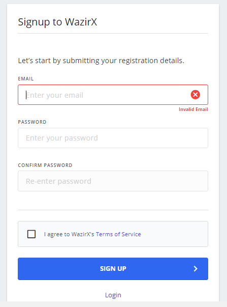 Signup to WazirX