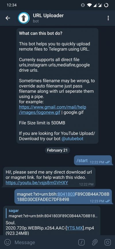 Simply paste the magnet link copied as mentioned in step 2 and hit the send button