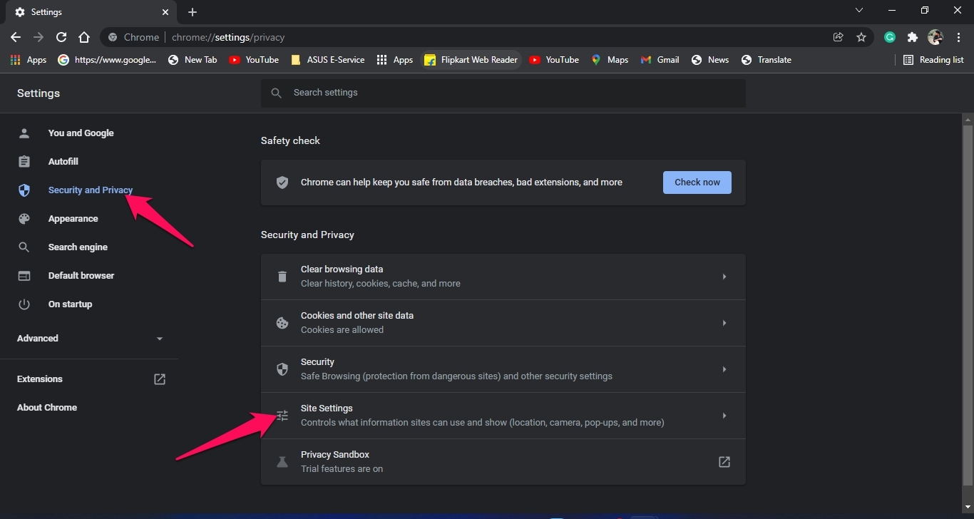How to Enable or Disable Chrome's Default Adblocker? 4 Site settings