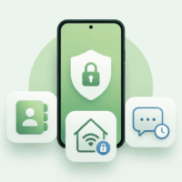 Smartphone security and privacy icons Android 17