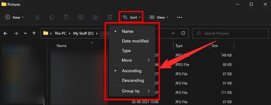 Sort Files on Windows 11