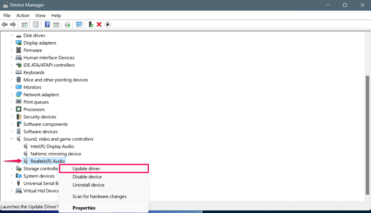 How to Fix Content Warning Voice Chat Error 13 Choose Update driver option