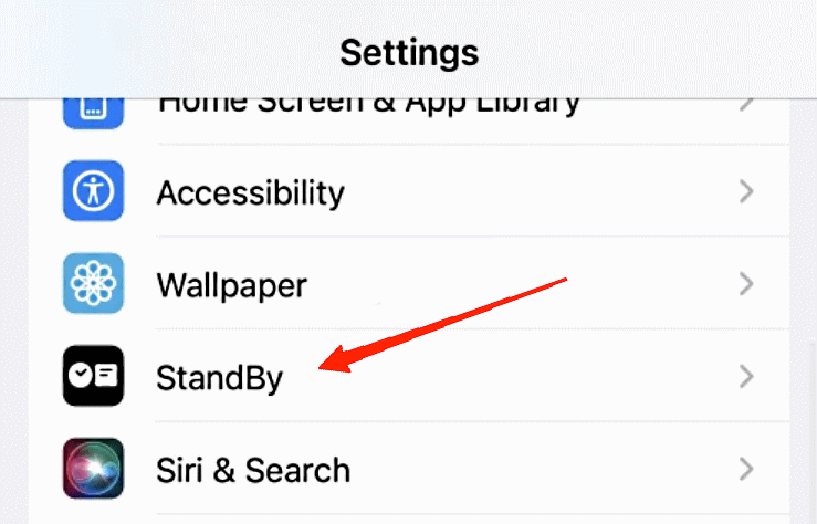 How to Enable or Disable Notifications in Standby Mode in iPhone With iOS 17? 2 click on the Standby option.