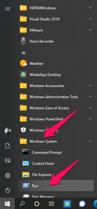 How to Fix Microsoft App Store Error 0x800704EC in Windows 10? 3 Start Menu -> Windows System -> Run