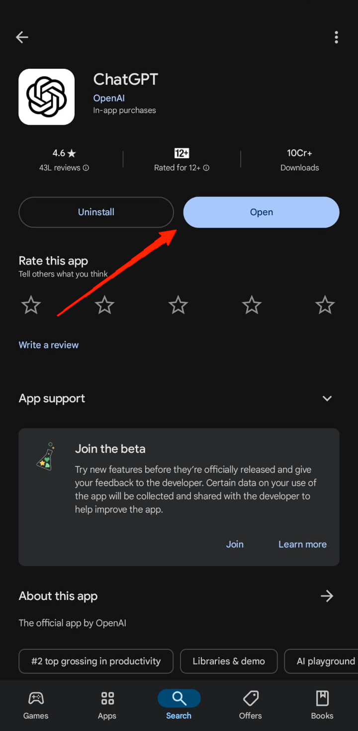Start by installing the ChatGPT app from the Play Store on your Android device.