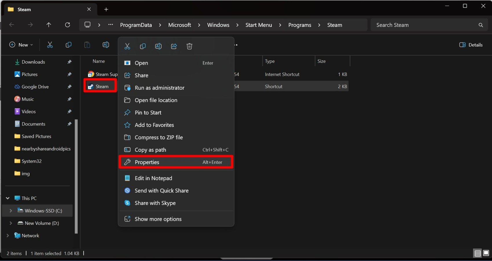 How to Fix Steam Stuck in Offline Mode on Windows 11 11 Steam properties