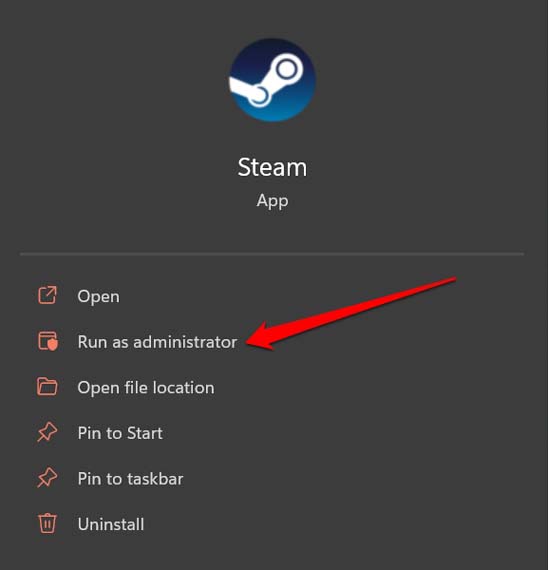Steam Error Code 107: Top 6 Ways to Fix! 7 Steam run as administrator