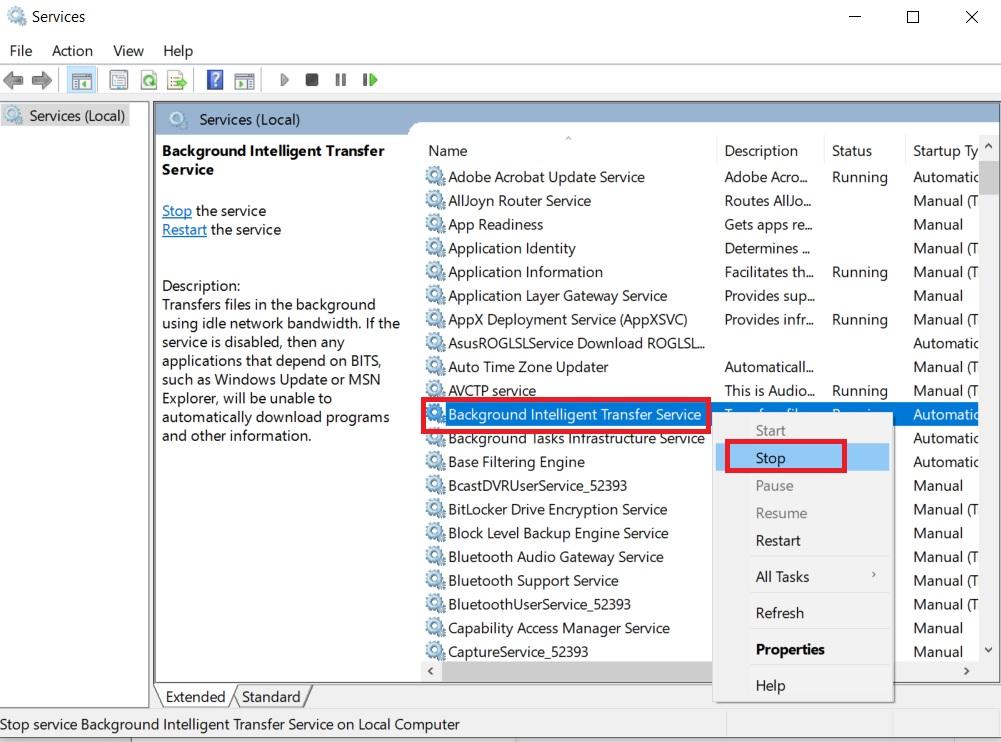 Fix Windows Update Error 0x800b0109 12 Stop Background Intelligent Transfer Service