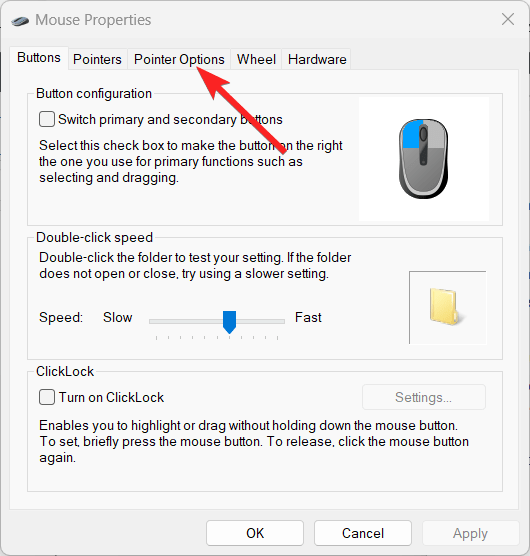 How to Enable or Disable Pointer Precision in Windows 11 10 Switch to the Pointer options tab