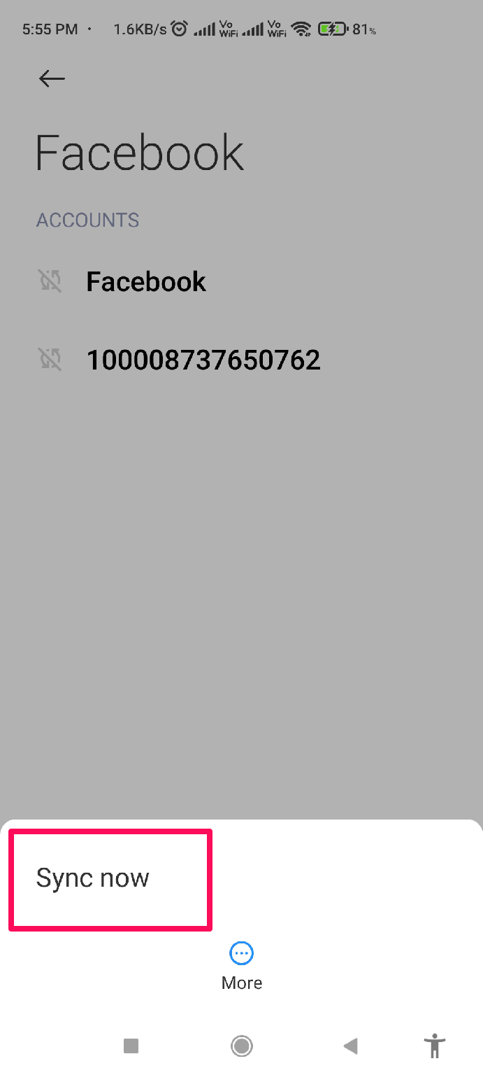 Sync Facebook data 