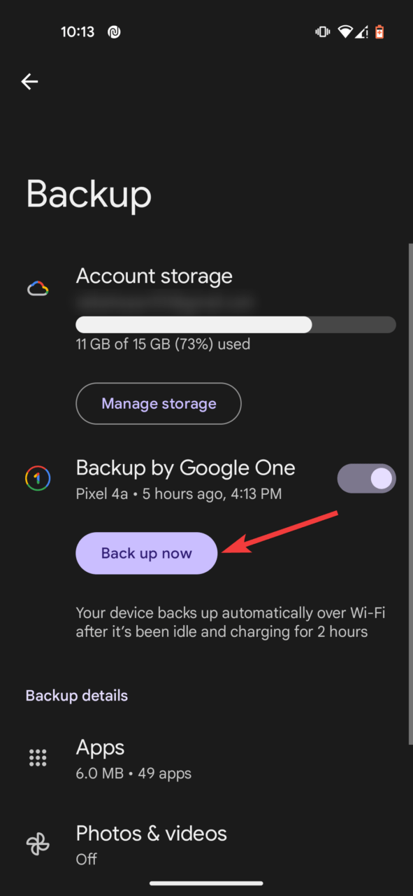 How to Fix Google Pixel Phone Not Charging? 4 Tap Back up now