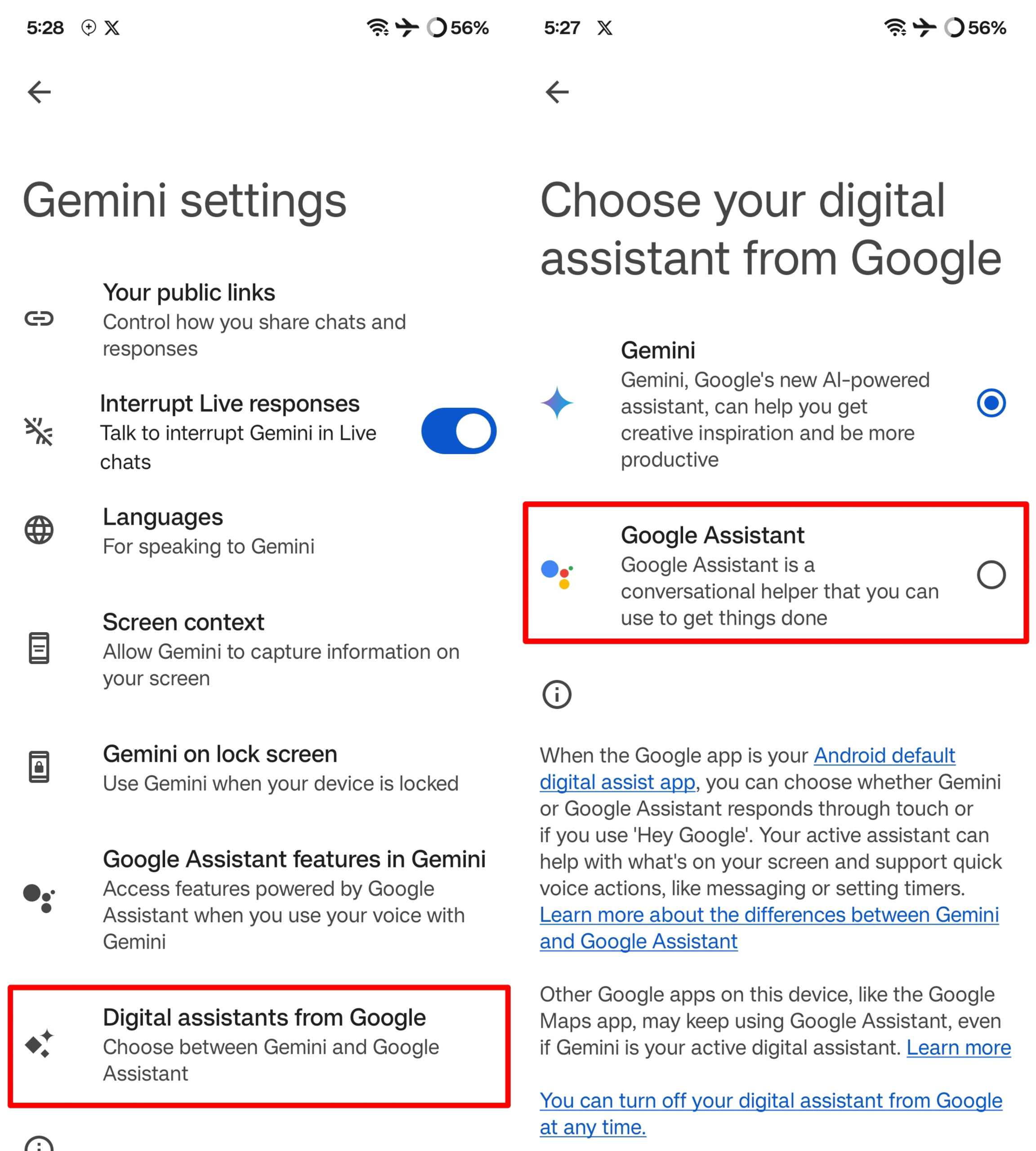 How to Switch Back to Google Assistant from Gemini 5 Tap on Digital assistants from Google