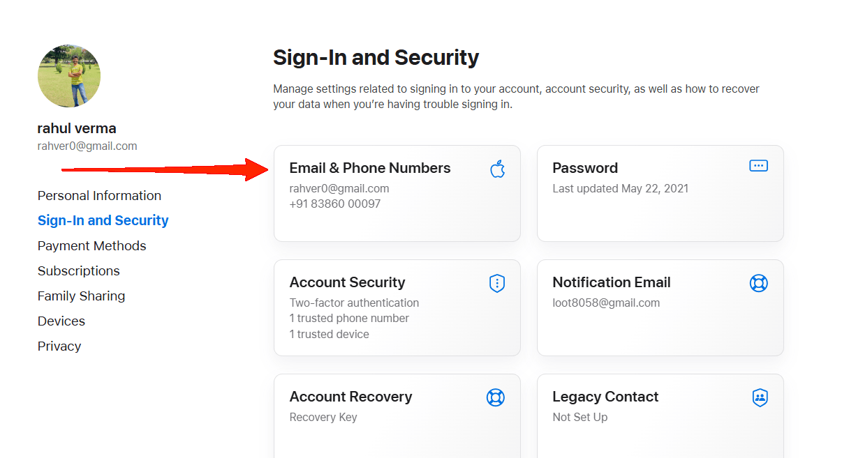 How to Change Your Primary iCloud Email Address 12 Tap on Email & Phone Numbers.