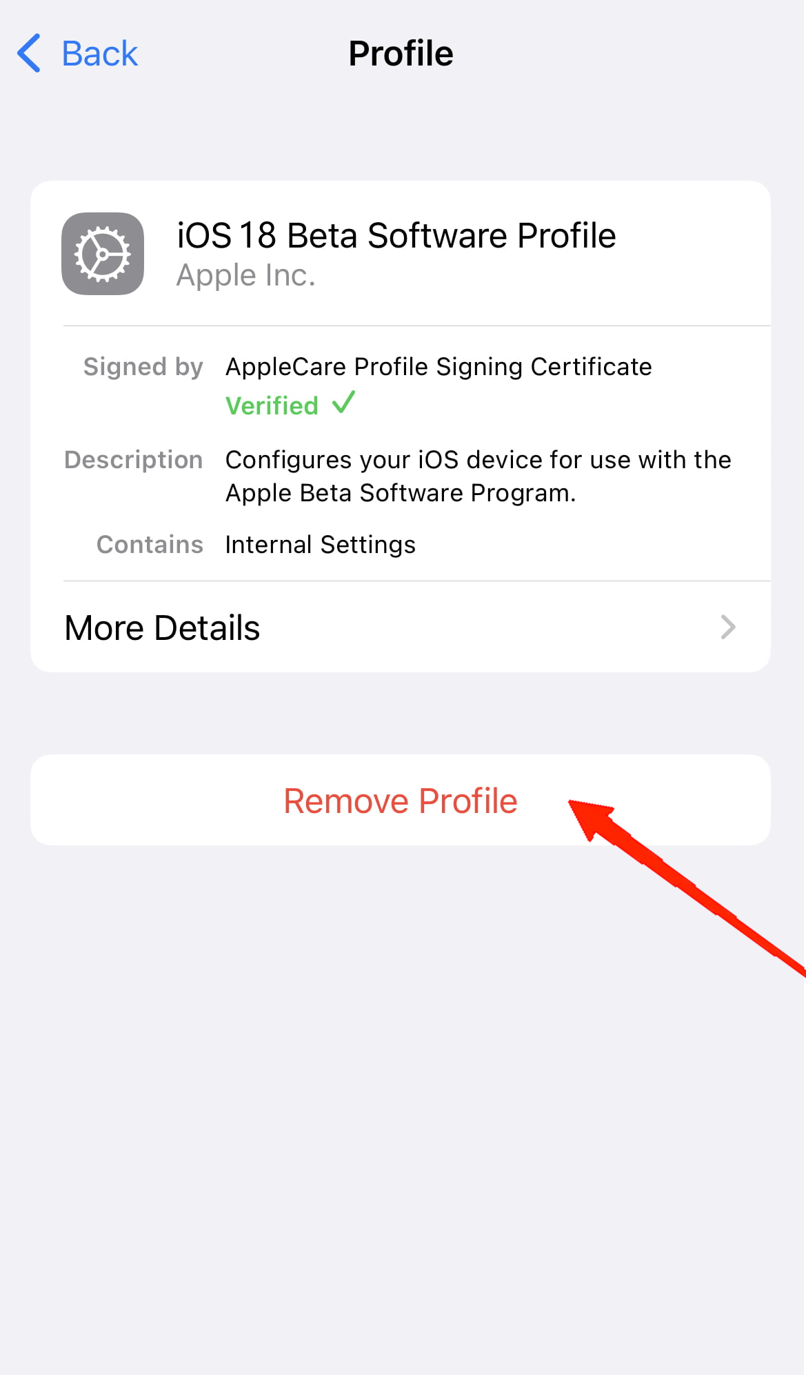 How to Downgrade From iOS 18 Beta to iOS 17 Without Losing Data 12 Tap on Remove Profile and select Remove Profile again for confirmation.