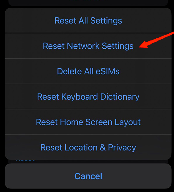 How to Fix Cellular Data Not Working on iPhone in iOS 17? 8 Tap on Reset and select Reset Network Settings