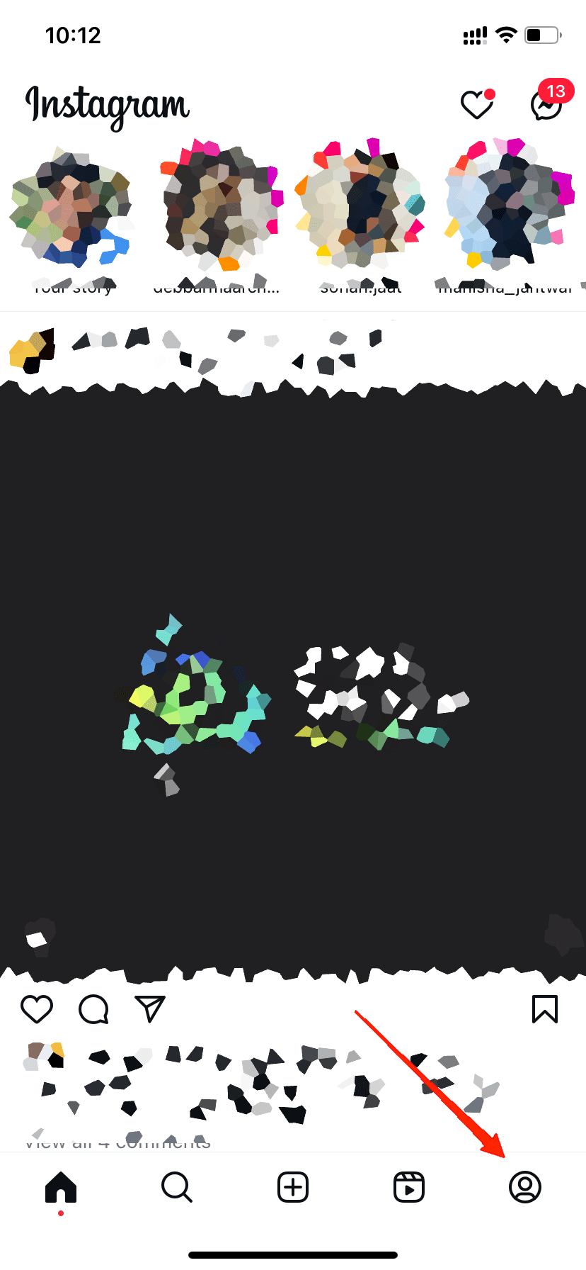 Tap on the Profile icon at the bottom-right corner.