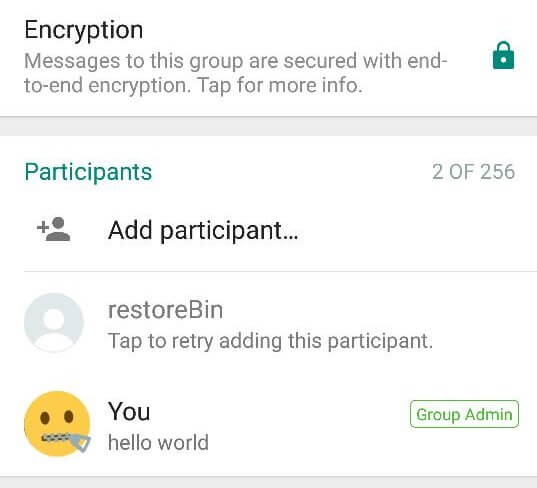WhatsApp Group 'Tap to retry adding this participant' Error 2 Tap to retry adding this participant