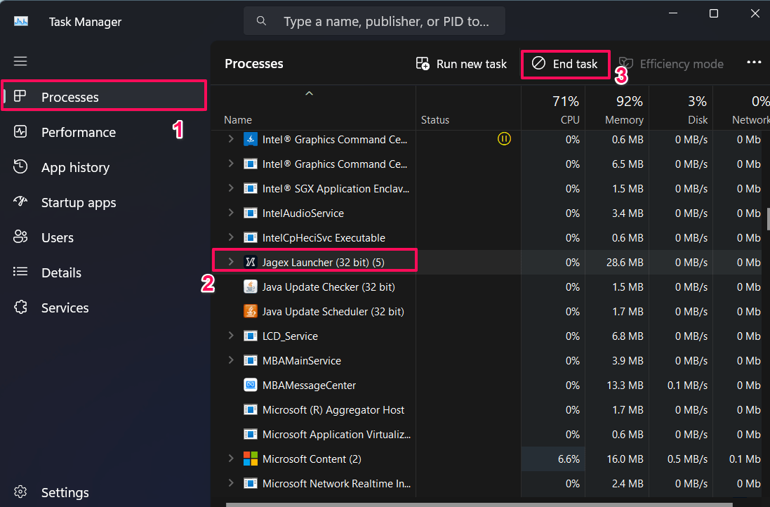 How to Fix Content Warning Voice Chat Error 10 Choose suspicious programs and click End Task