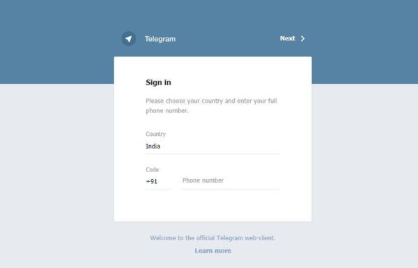 Telegram Web Login Page