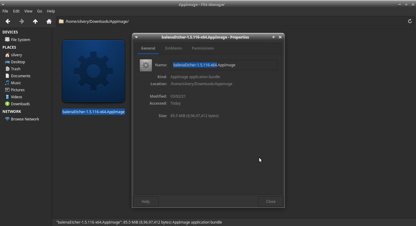 How to Open AppImage in Linux Macine? 4 The “Properties” window shows up on the screen and chooses “Permissions” to continue